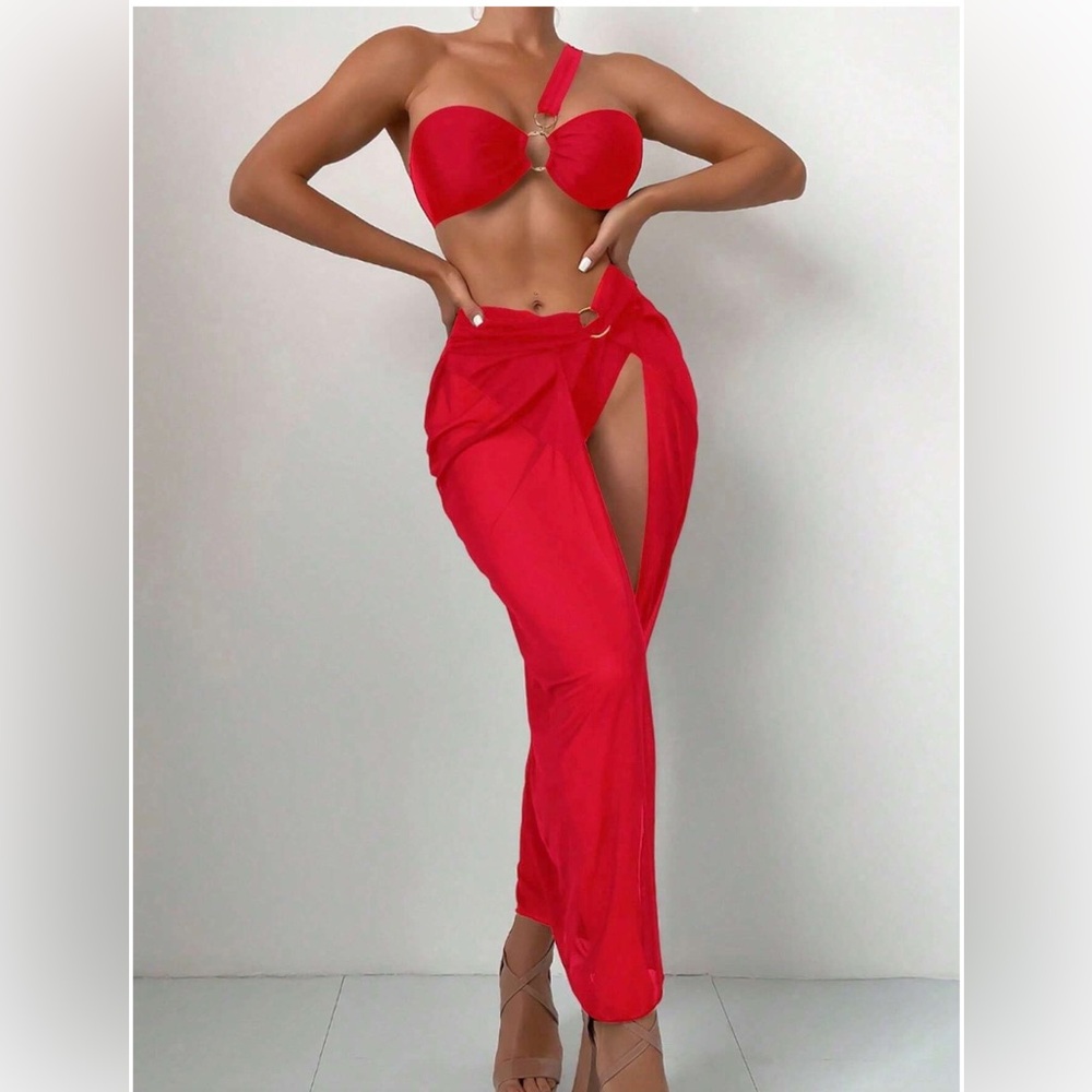 Red Bikini Set 3 pc with bikini cover NWT
